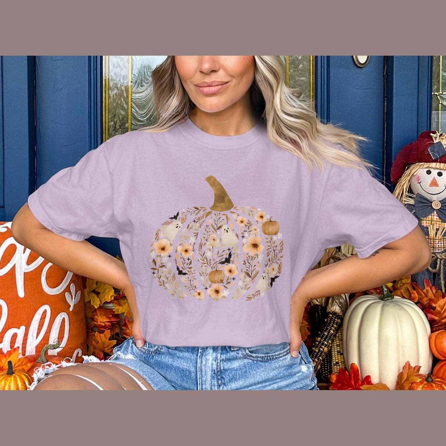 Floral Pumpkin Graphic Tee Shirt product type