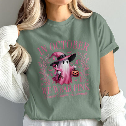 In October We Wear Pink Halloween Awareness Shirt product