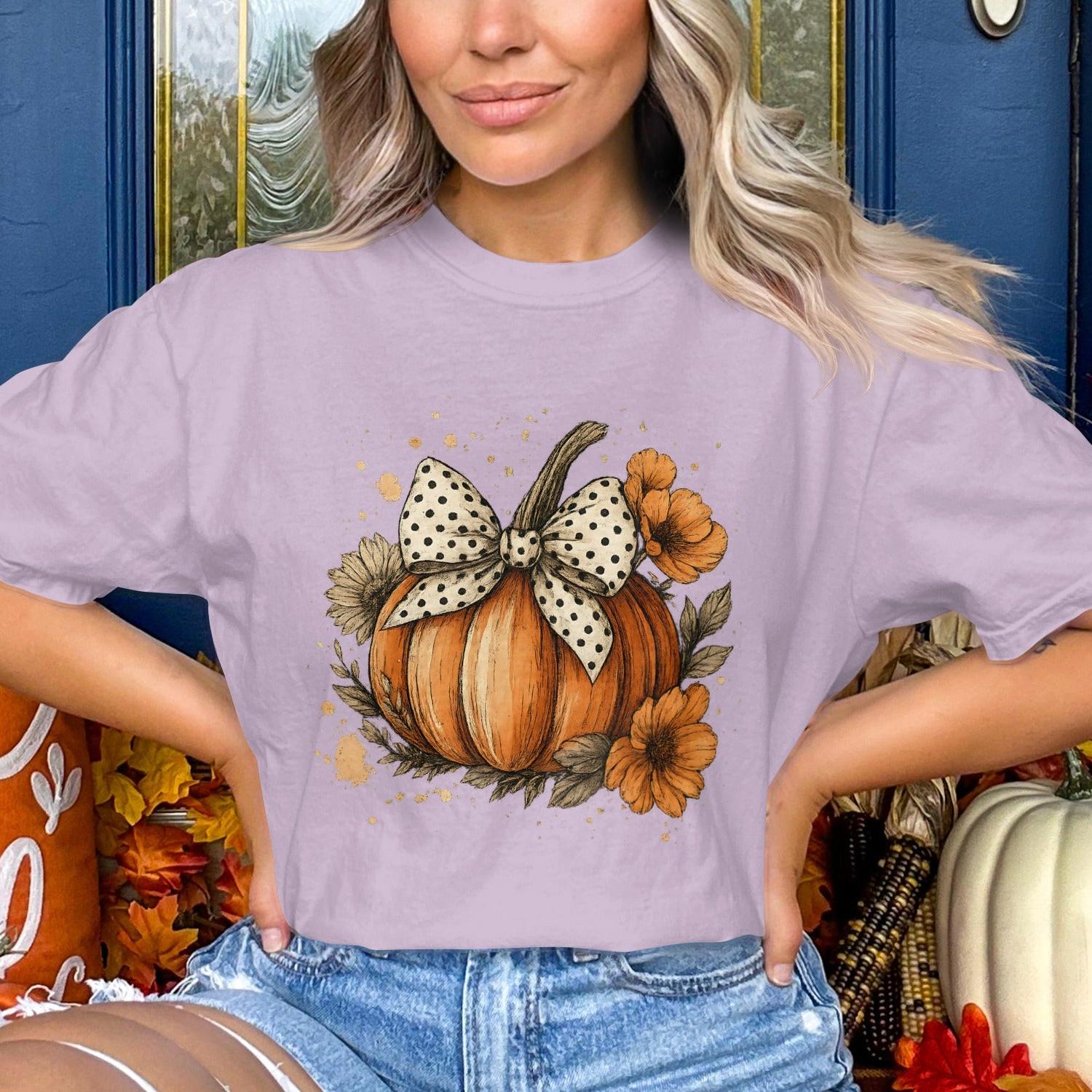 Halloween Pumpkin Bow Decor Graphic T-Shirt product type