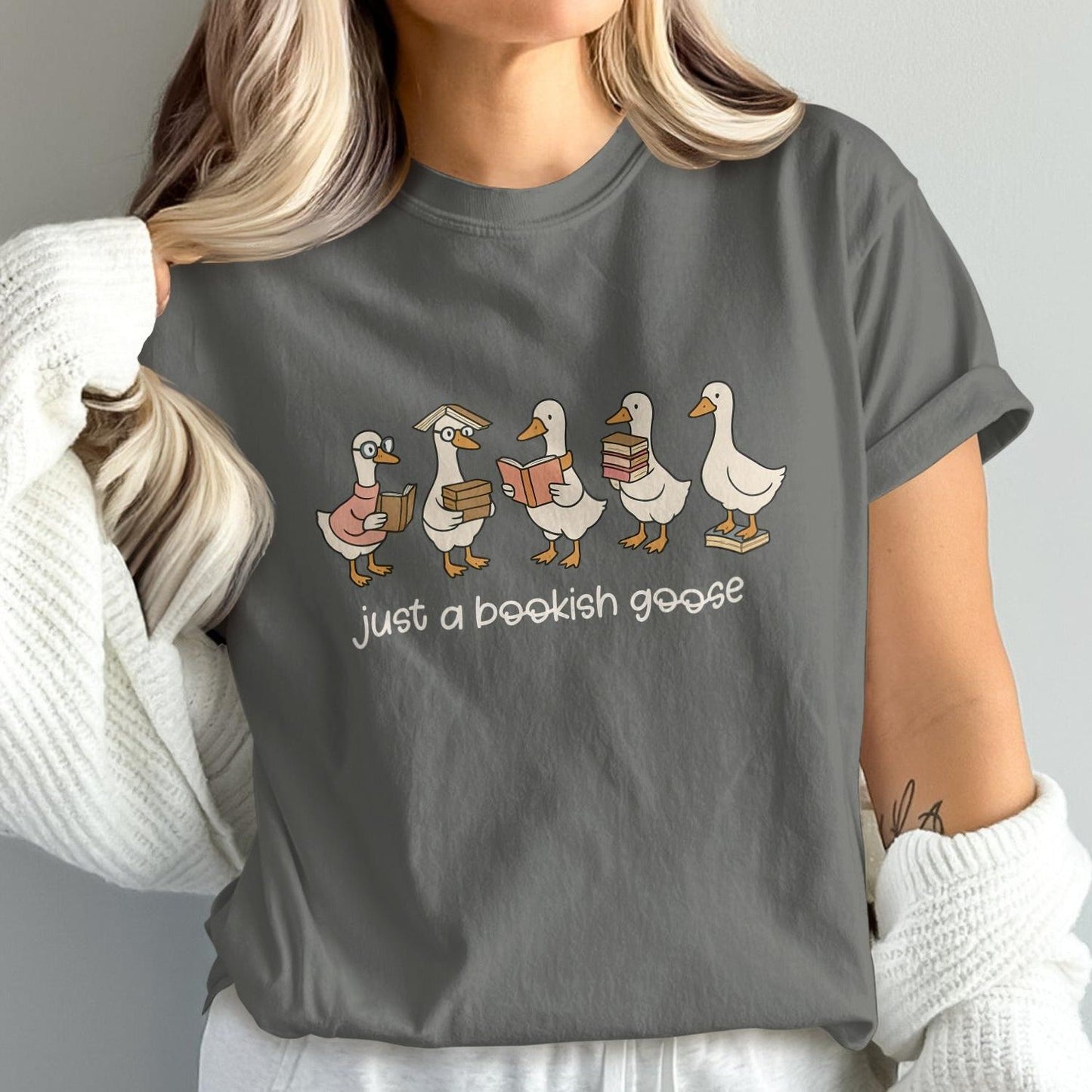 Just a Bookish Goose Graphic T-Shirt product