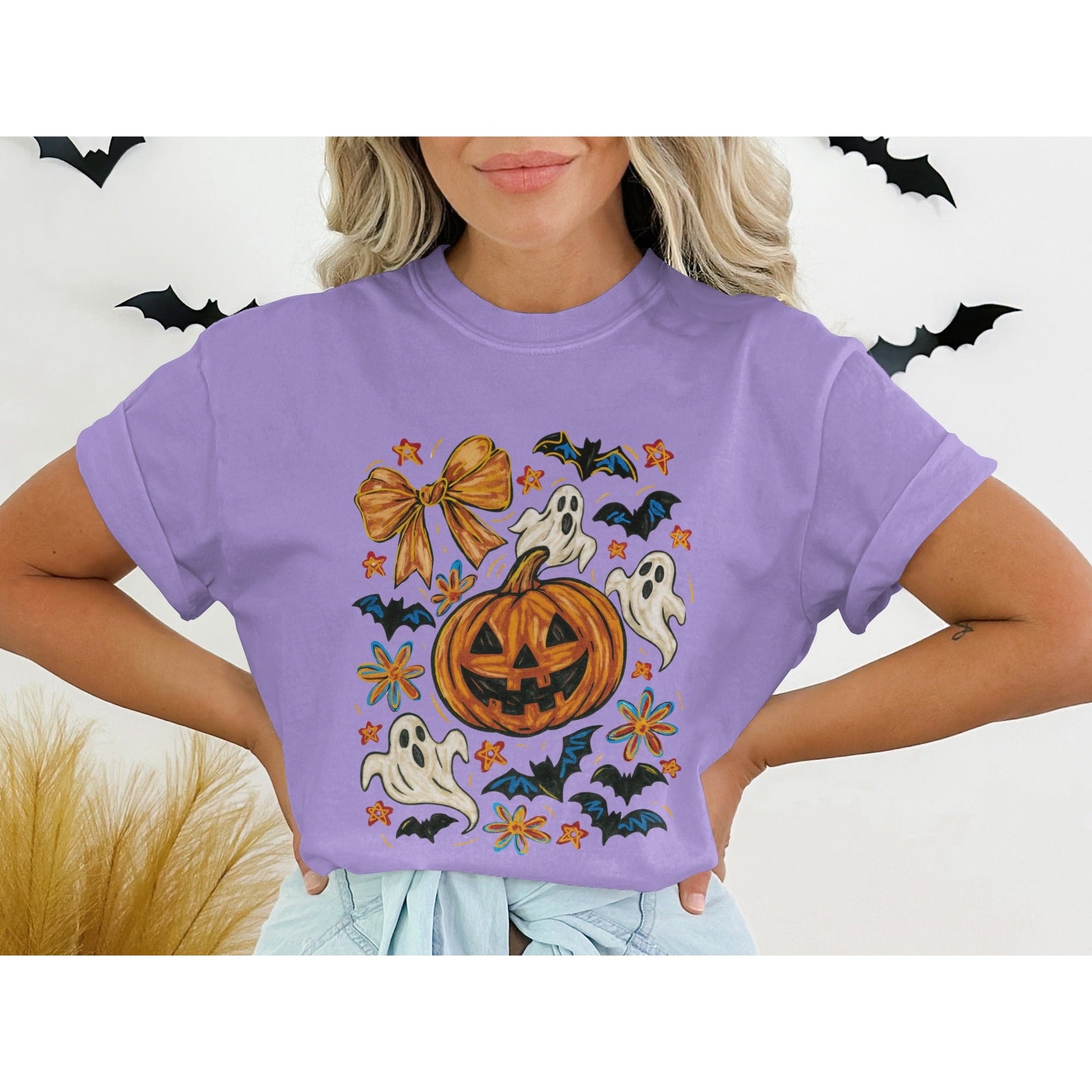 Halloween Themed Shirt with Jack O Lantern Ghosts product type