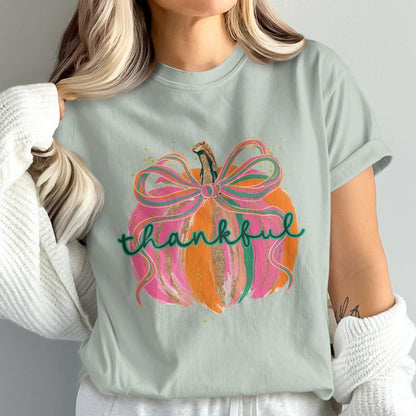 Thankful Pumpkin Design Graphic Casual T-Shirt product type