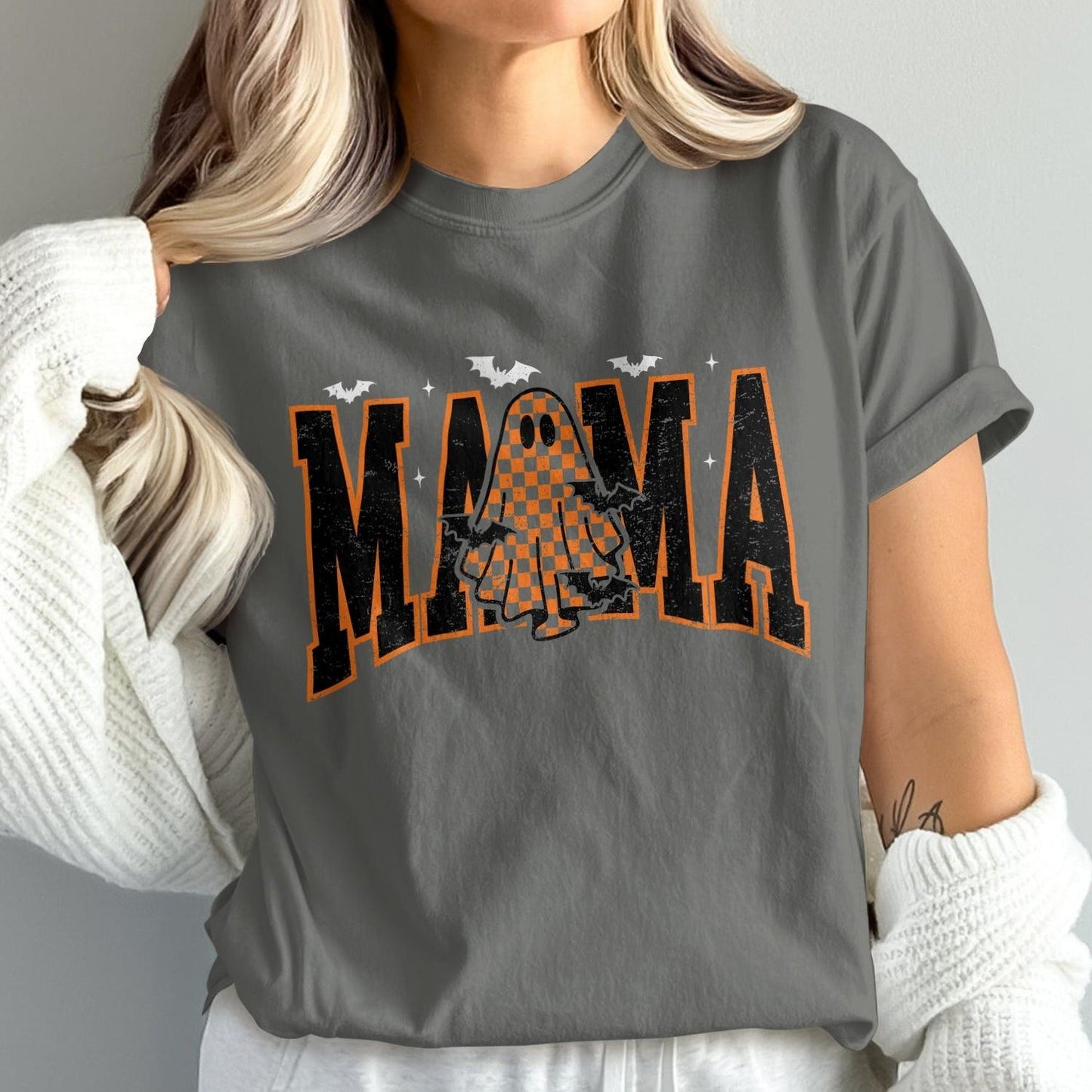 Halloween Themed Mama Ghost Graphic T-Shirt product type