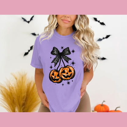 Halloween Double Pumpkin Bow T-shirt product type