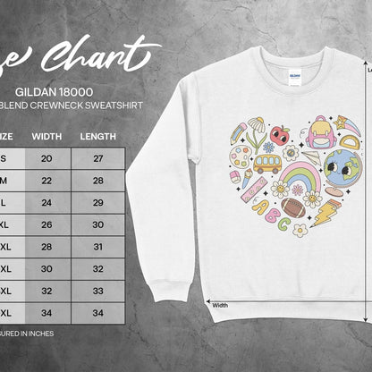 Back to School Sweatshirt, Cute School Themed Design, Education Icons, Kids School Essentials, Colorful School Supplies - Almighty Goods
