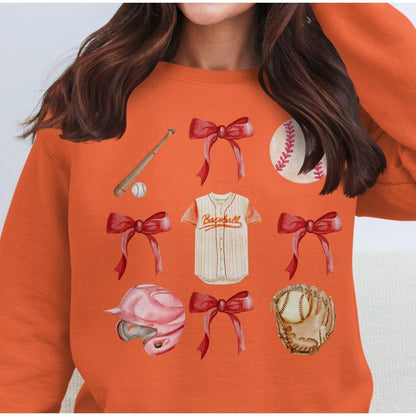 Baseball and Bow Themed Women's Sweatshirt - Almighty Goods