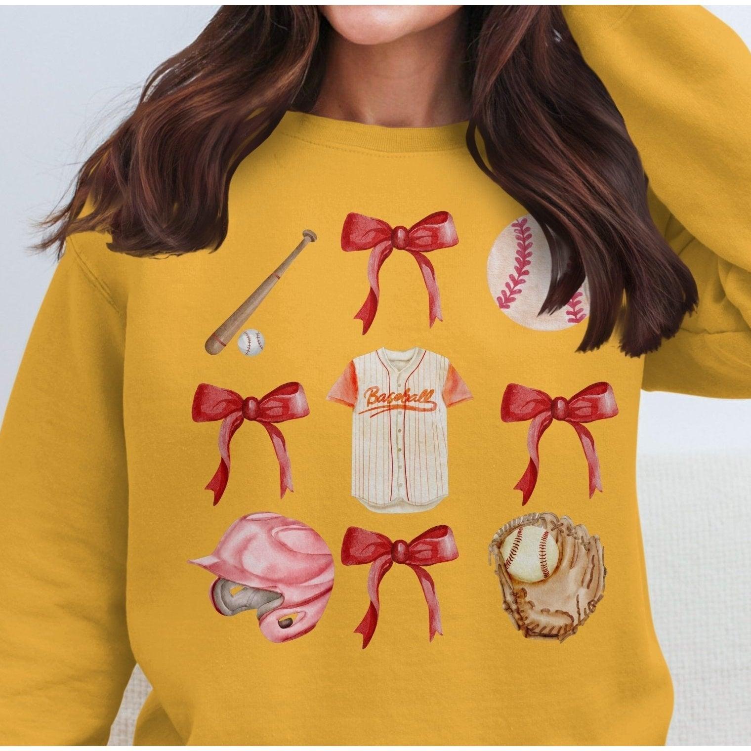 Baseball and Bow Themed Women's Sweatshirt - Almighty Goods