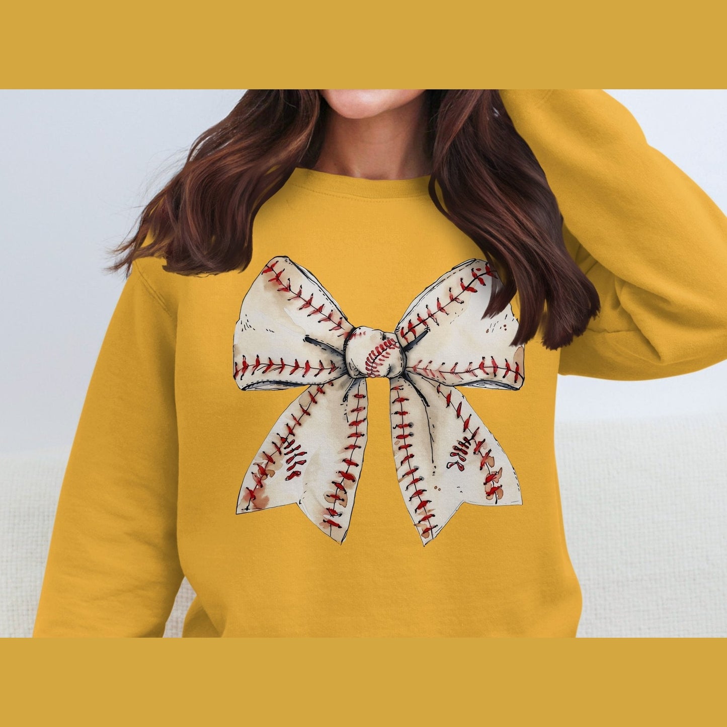 Baseball Bow Sweatshirt, Vintage Baseball Design, Sports Team Apparel, Cute Baseball Bow Crewneck, Athletic Fashion Wear - Almighty Goods