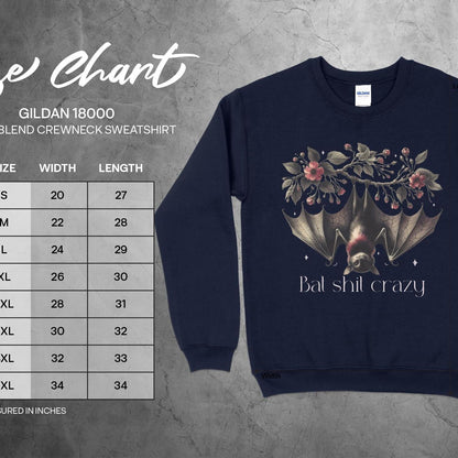 Bat Shit Crazy Bat Sweatshirt With Charming Floral Design, Sweatshirt - Almighty Goods