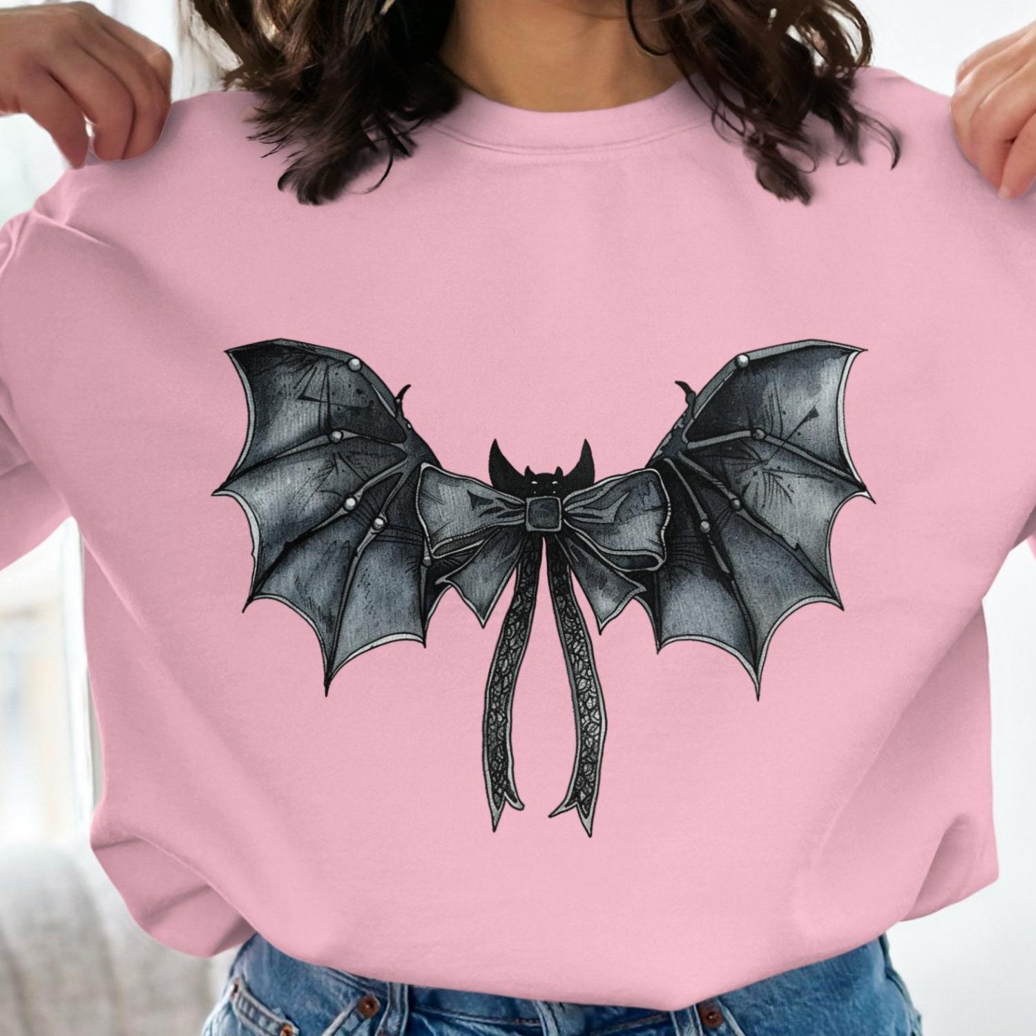 Bat Wings With Bow Women's Graphic Sweatshirt - Almighty Goods