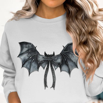 Bat Wings With Bow Women's Graphic Sweatshirt - Almighty Goods
