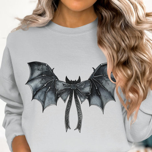Bat Wings With Bow Women's Graphic Sweatshirt - Almighty Goods