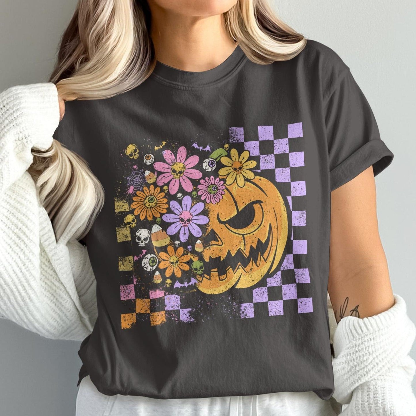 Vintage Halloween Checkerboard Pumpkin Graphic product