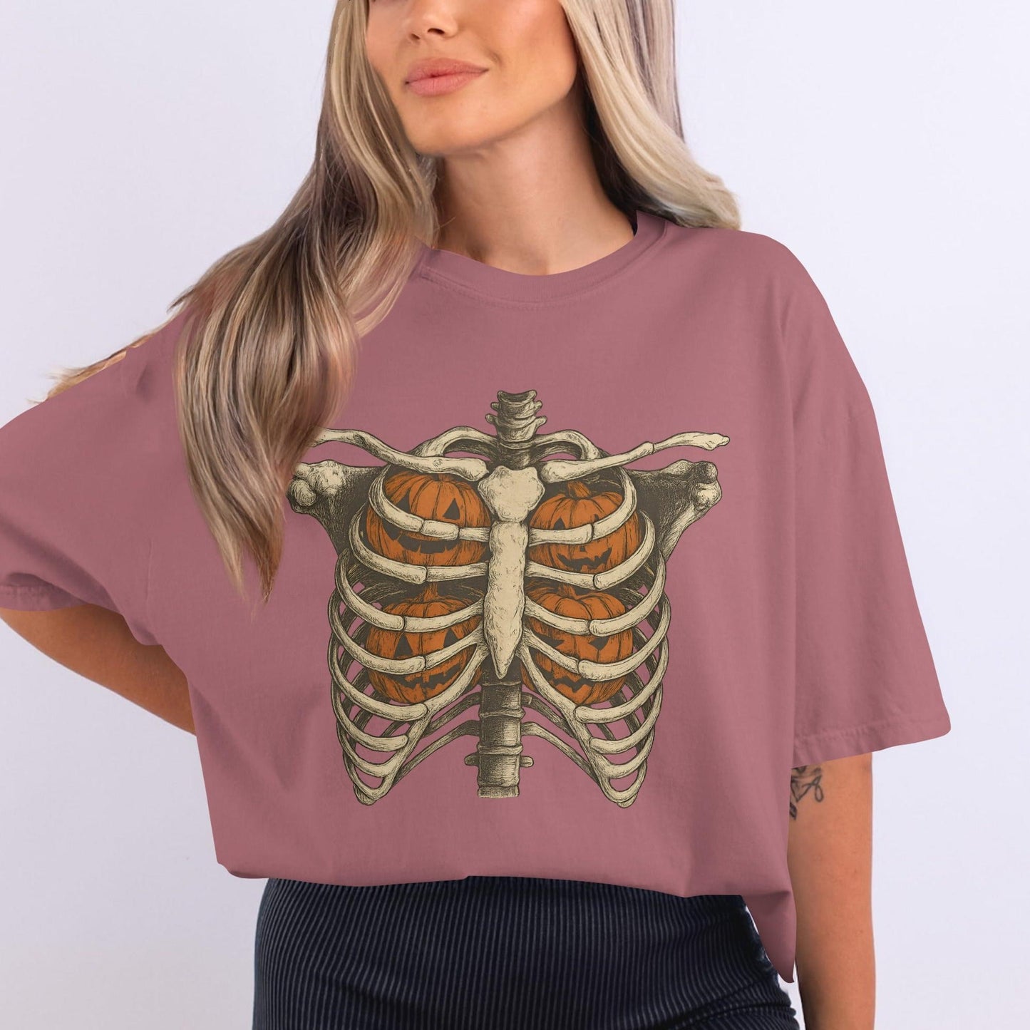 Halloween Pumpkin Ribcage Oversized T-Shirt product