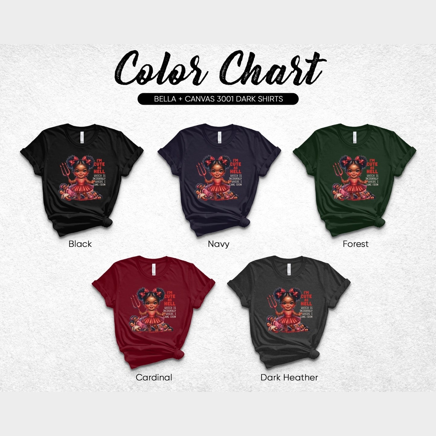 Bella Canvas 3001 Dark Shirts Color Chart product