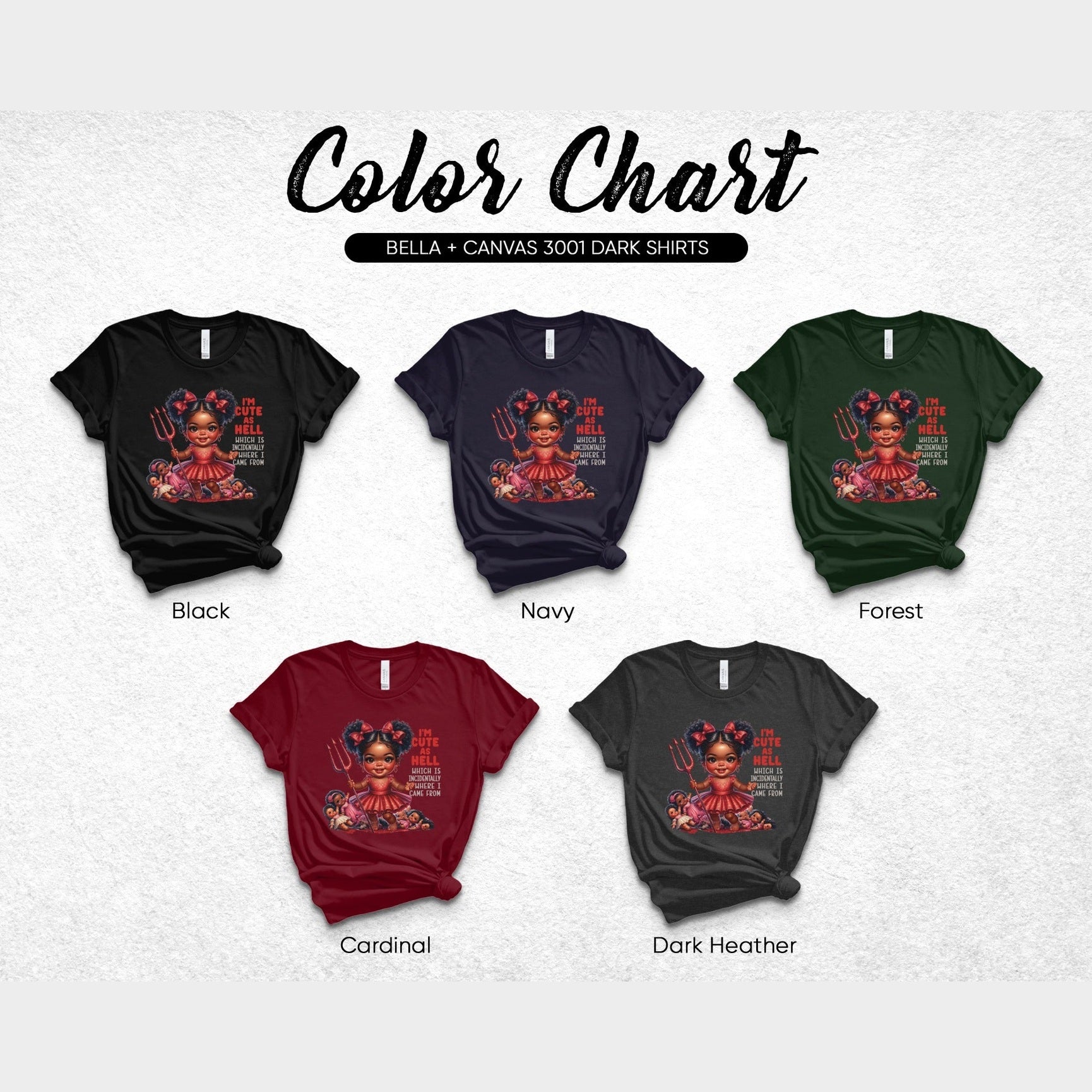 Bella Canvas 3001 Dark Shirts Color Chart product