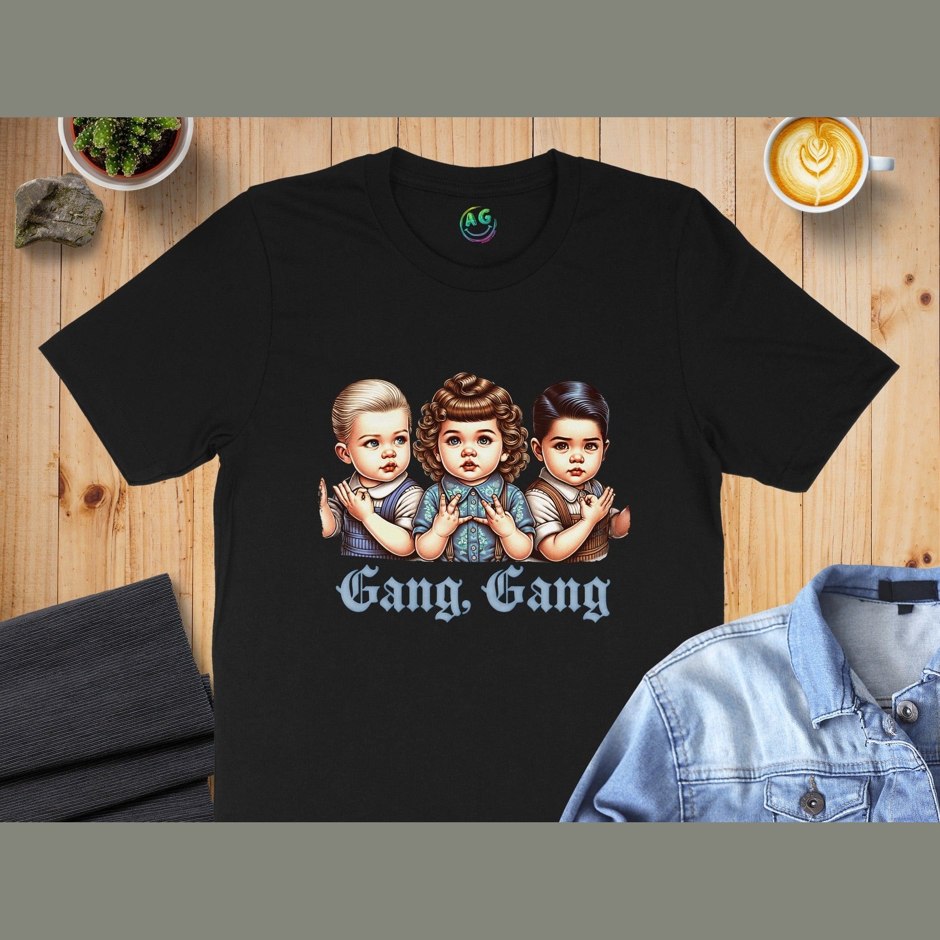 Gang Gang Design Black Tee Shirt Product