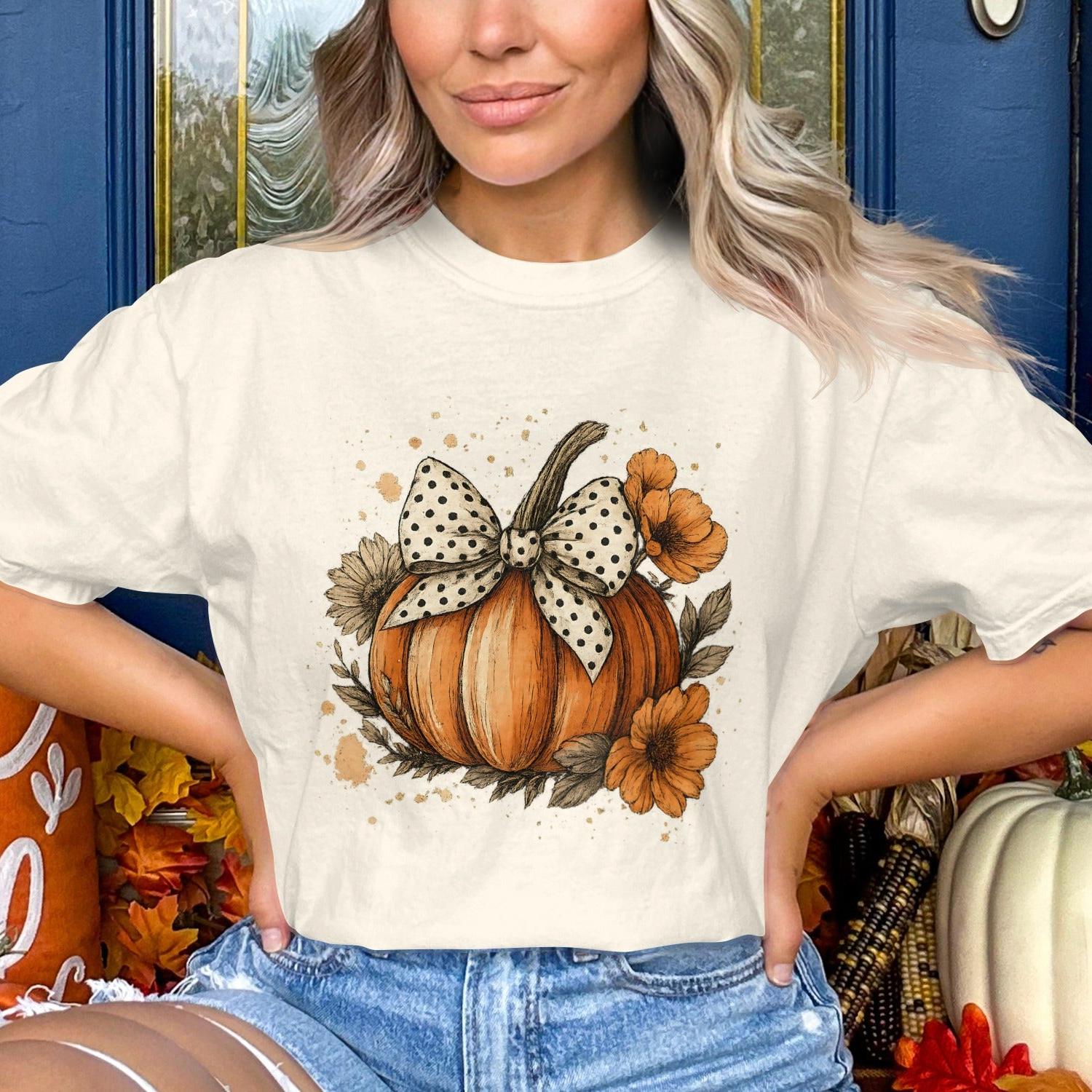 Cute Pumpkin With Bow Graphic Tee product type