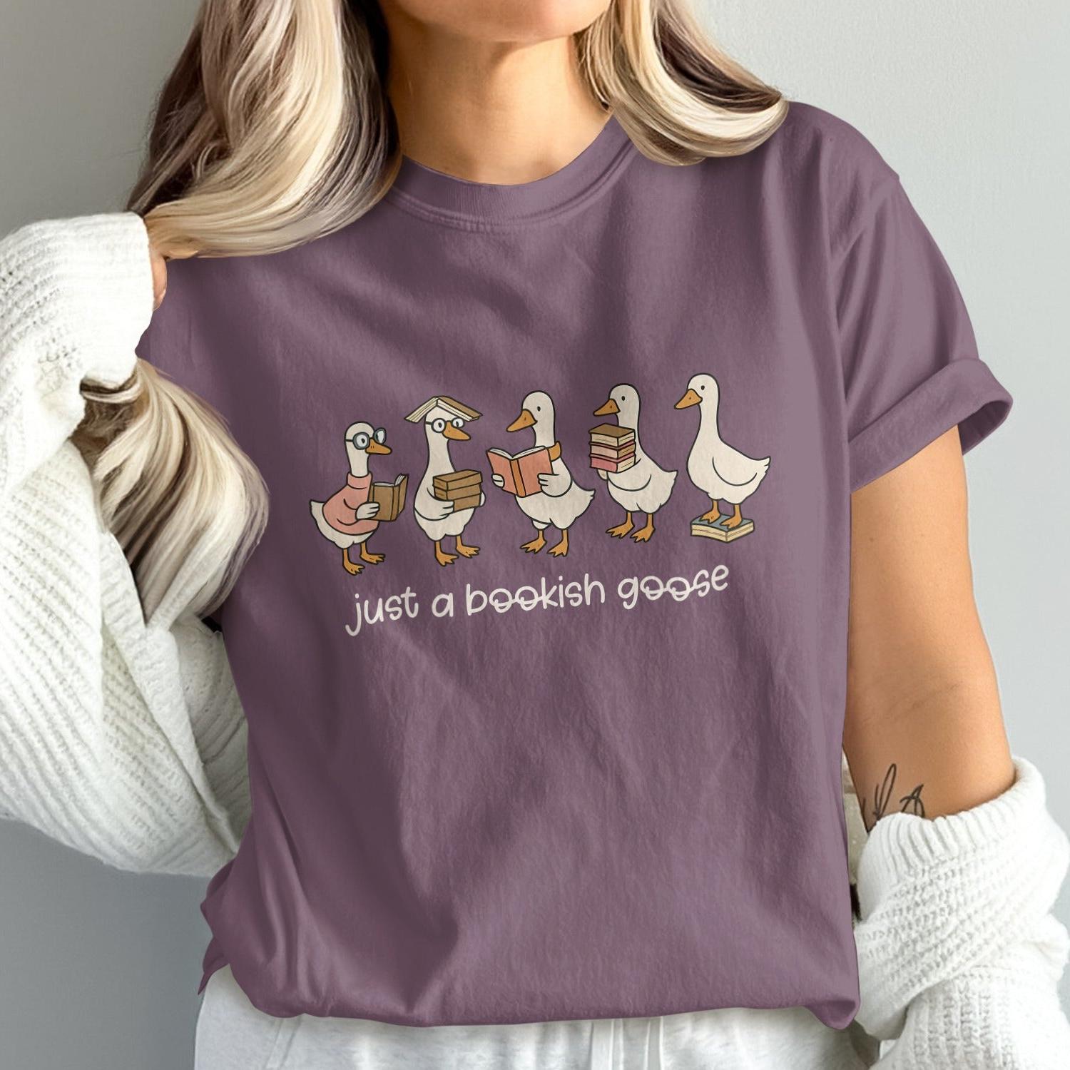 Just a Bookish Goose Printed T-Shirt product