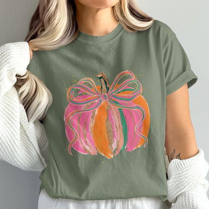 Colorful Bow-Tied Pumpkin Graphic Tee product type