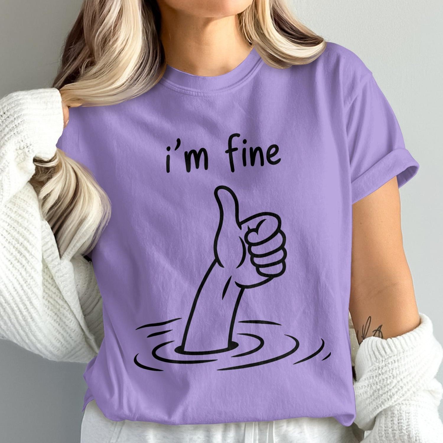 I'm Fine Hand Thumbs Up Design Casual Graphic T-Shirt product