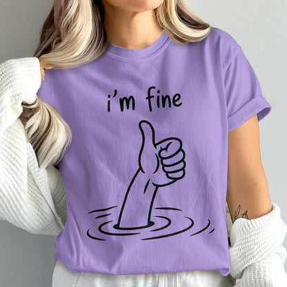 I'm Fine Hand Thumbs Up Design Casual Graphic T-Shirt product