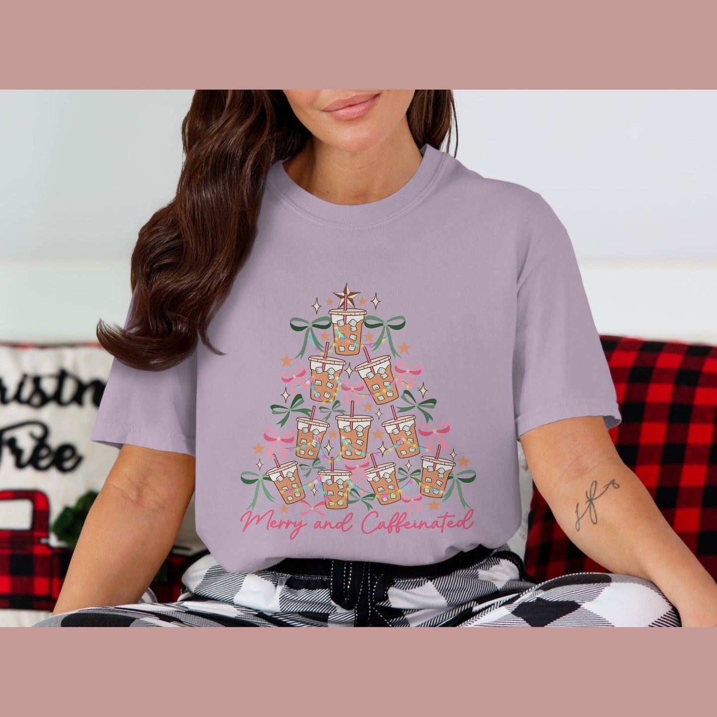 Merry and Caffeinated Christmas Tree T-shirt product type