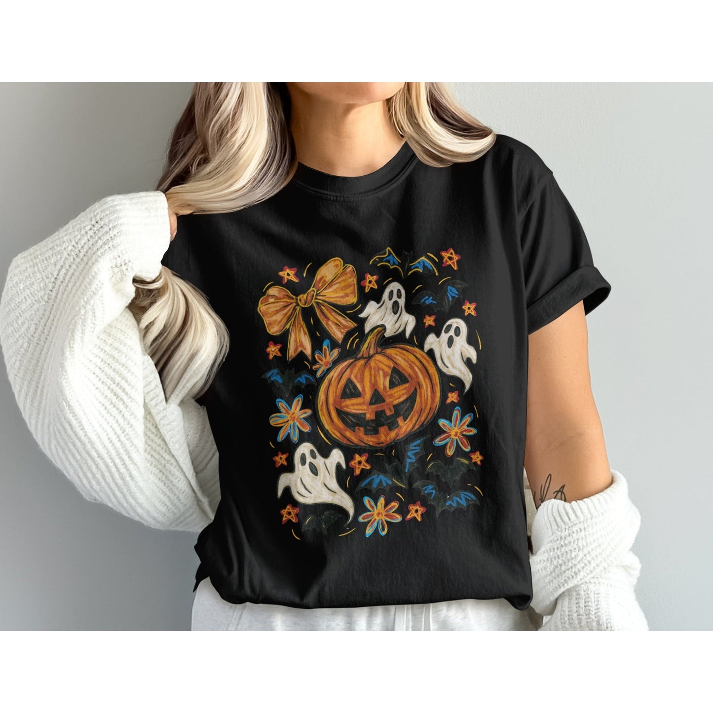 Halloween Ghosts and Pumpkin Graphic Tee product