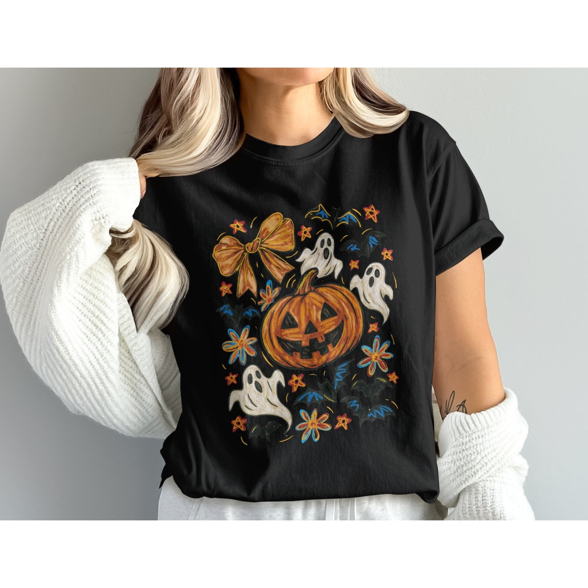 Halloween Ghosts and Pumpkin Graphic Tee product