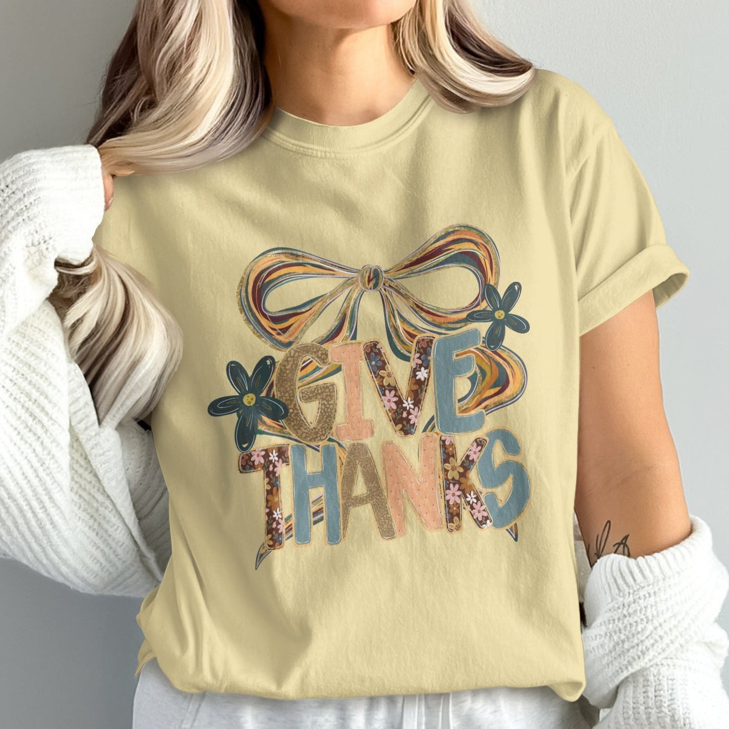Give Thanks Graphic Tee Cozy Shirt product type