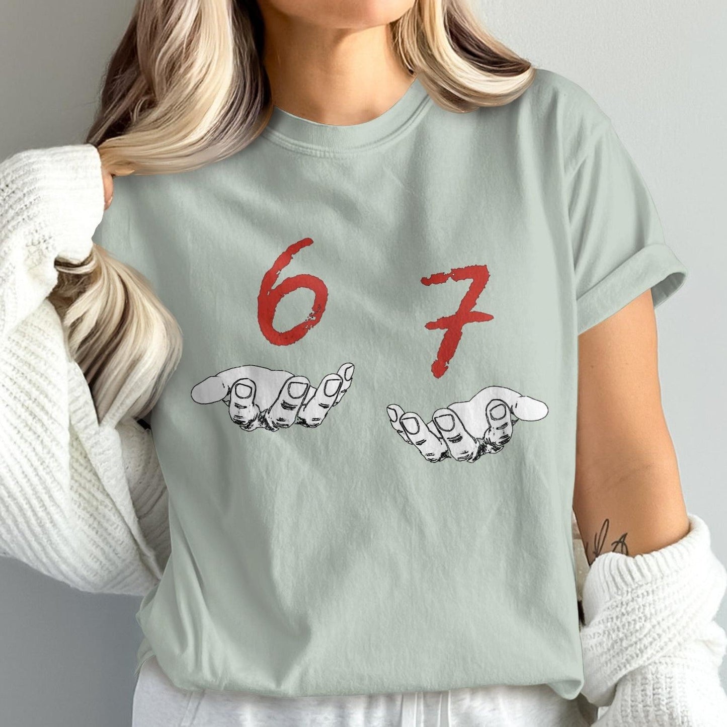 Six Seven With Hands Graphic Art Comfort Colors T-Shirt