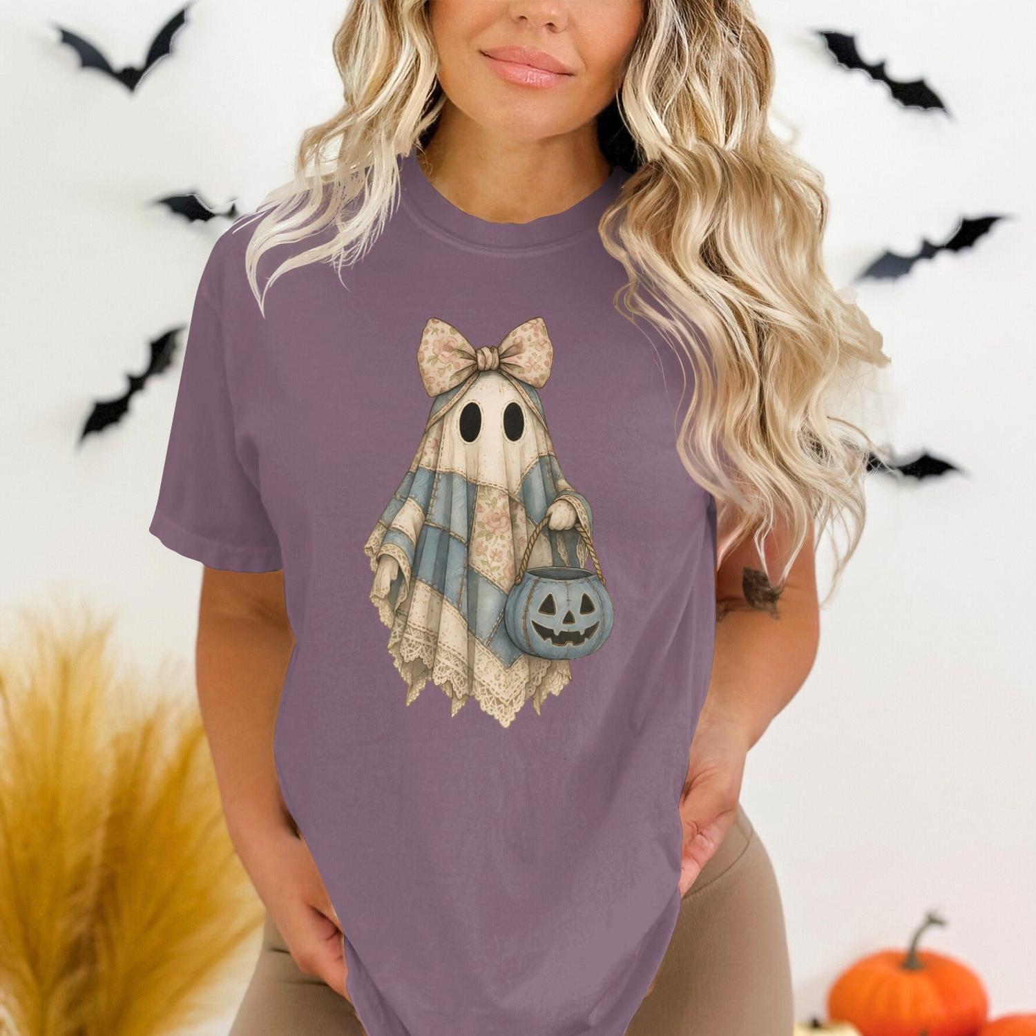 Adorable Halloween Ghost With Pumpkin Print product