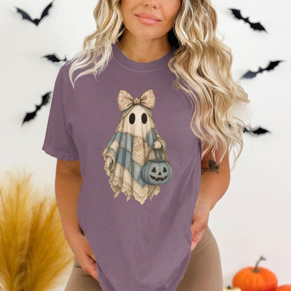 Adorable Halloween Ghost With Pumpkin Print product