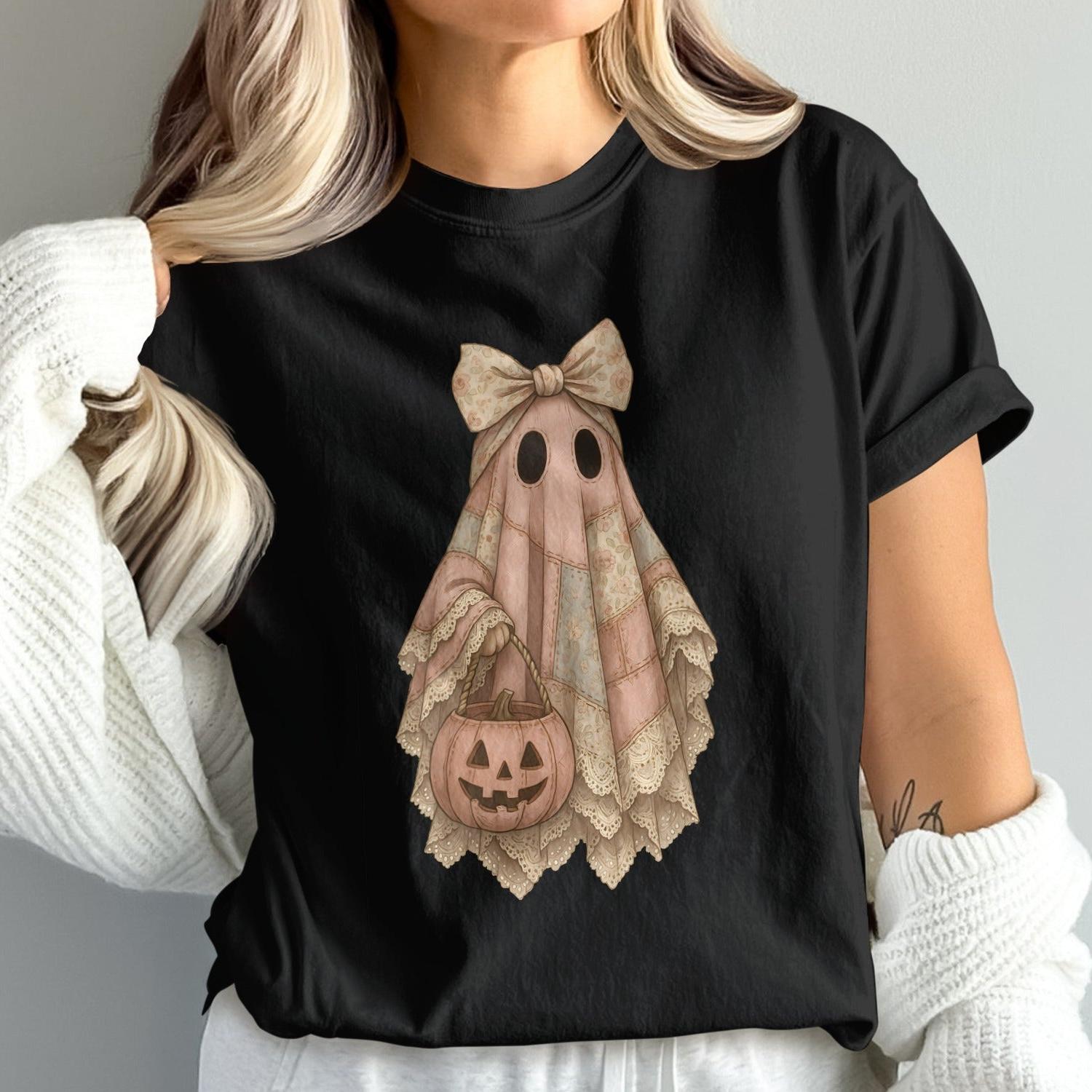 Cute Ghost with Pumpkin Halloween Shirt product type