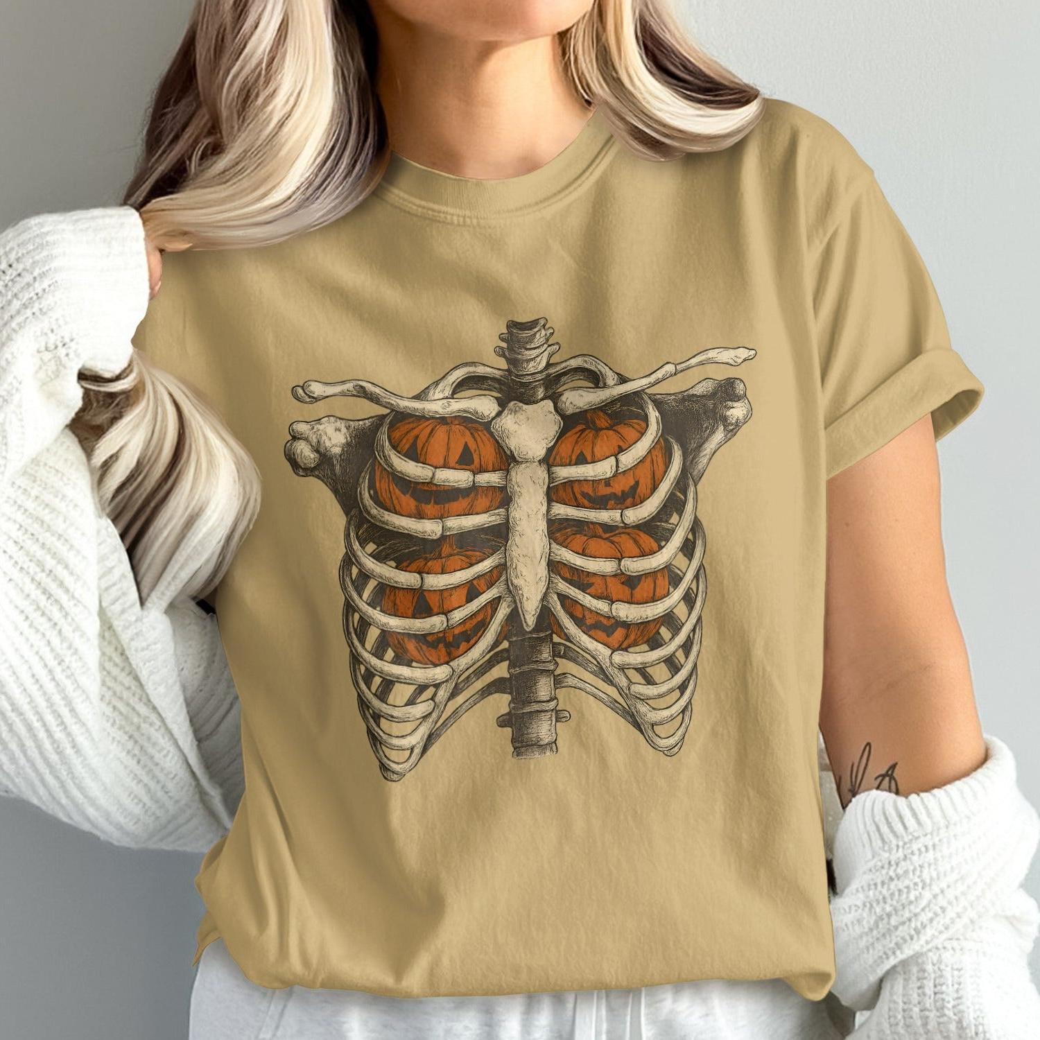 Halloween Rib Cage and Pumpkins Graphic T-shirt product type