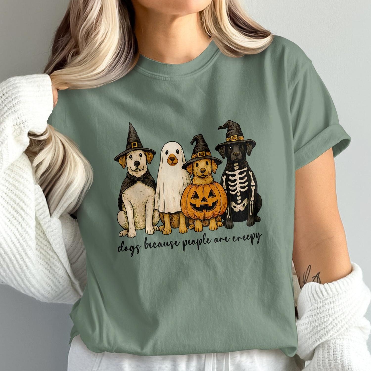 Dogs Because People Are Creepy Halloween Graphic Shirt