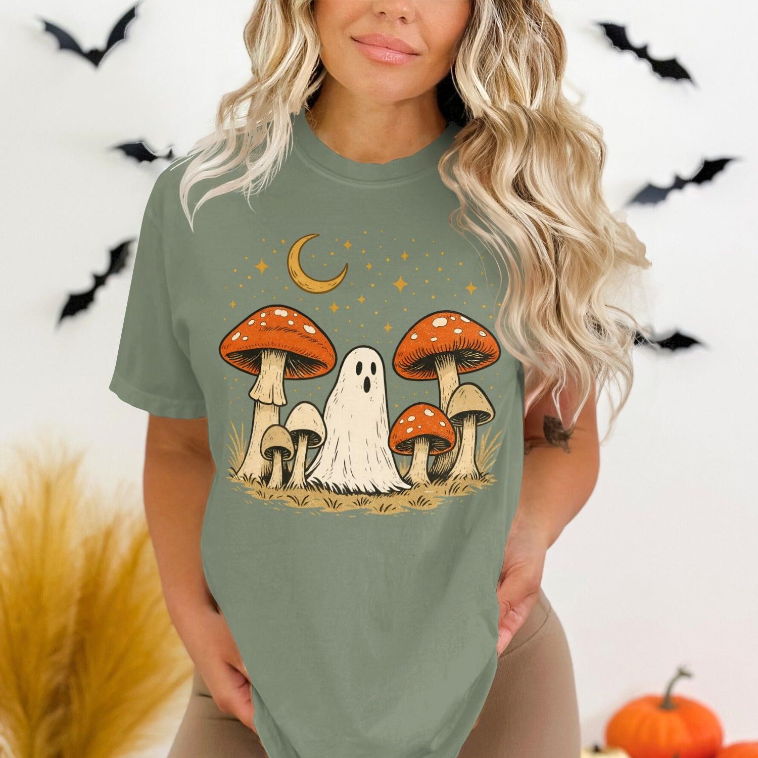Spooky Ghost and Mushrooms Graphic Tee product