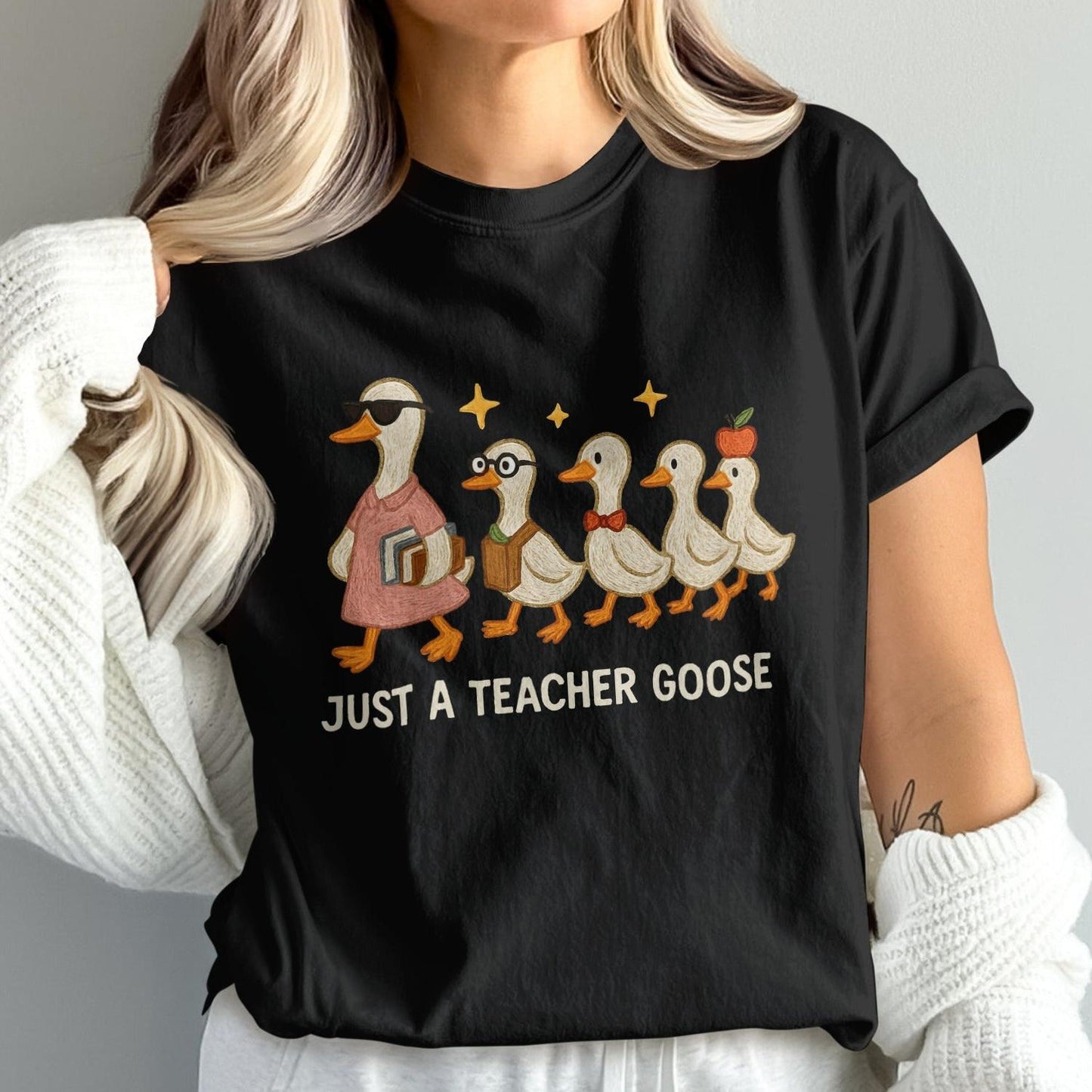 Just a Teacher Goose Adorable Illustrated Shirt product type