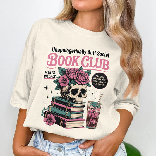 Unapologetically Anti-Social Book Club Skull Shirt product