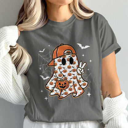 Trendy Halloween Ghost with Pumpkins Graphic Tee product