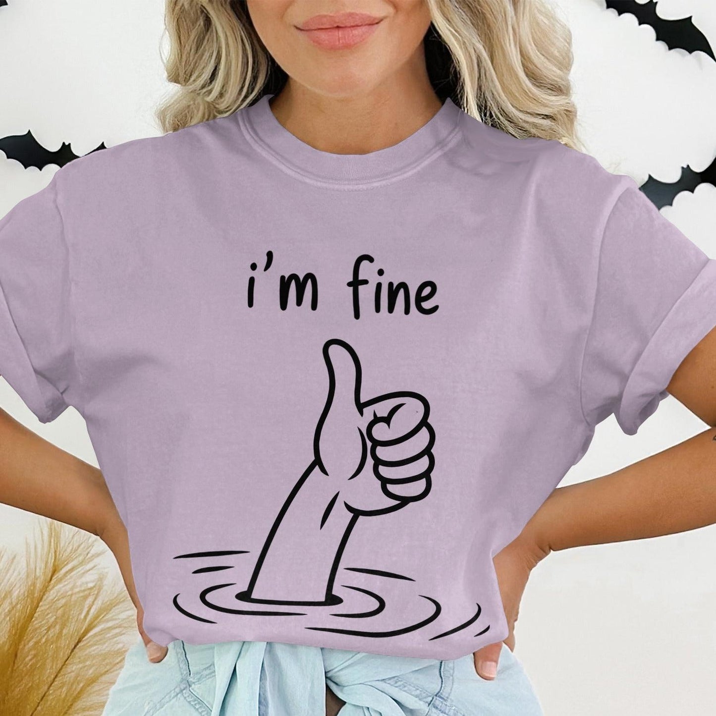 I'm Fine Thumbs Up Graphic Casual Tee Shirt product