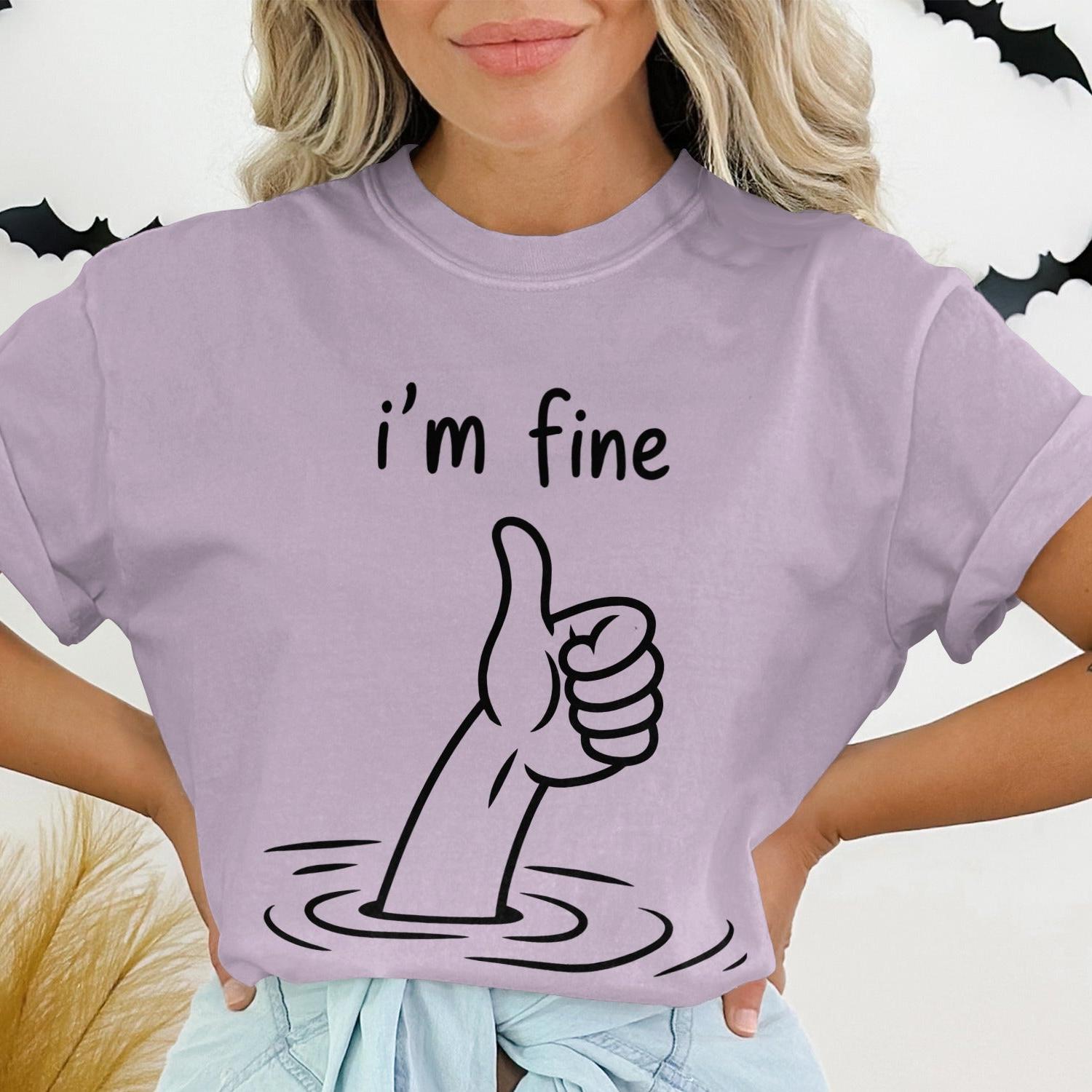 I'm Fine Thumbs Up Graphic Casual Tee Shirt product