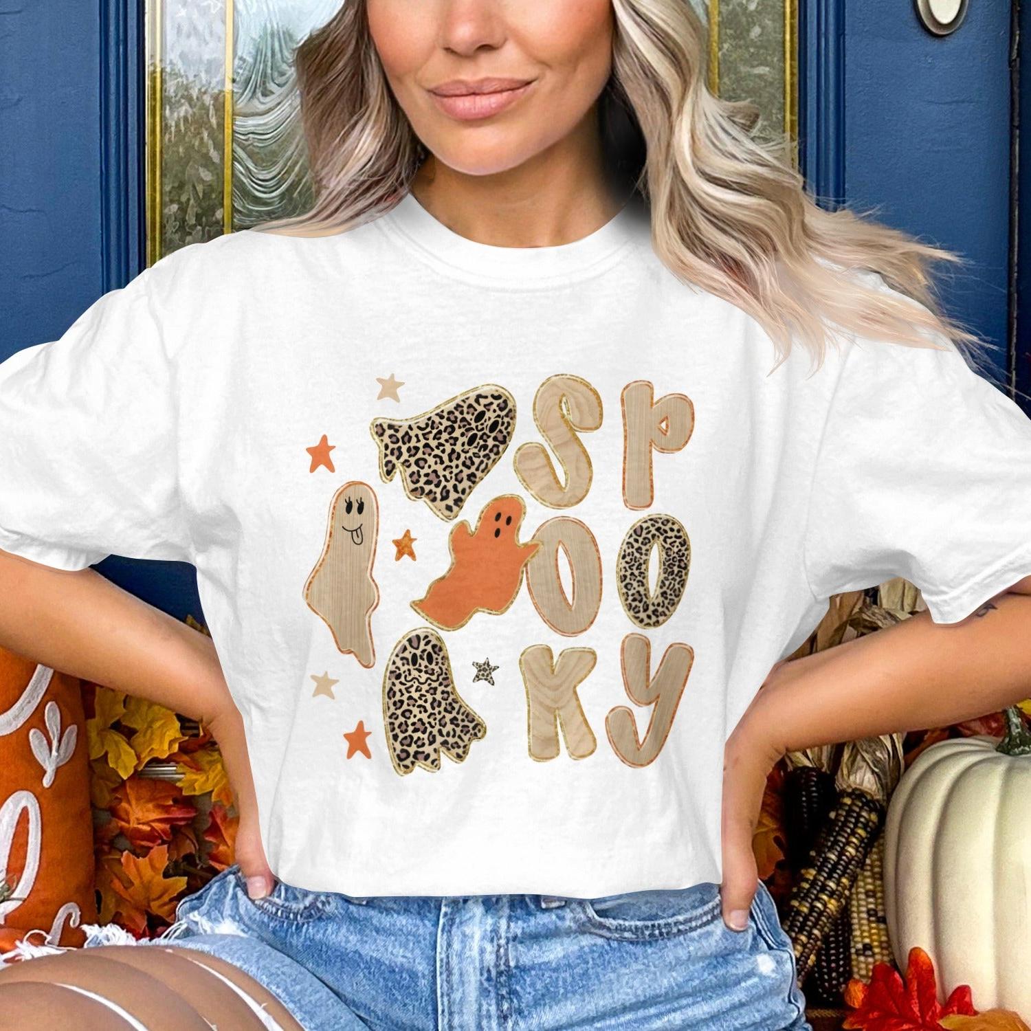 Spooky Ghost Leopard Print Halloween Shirt product type