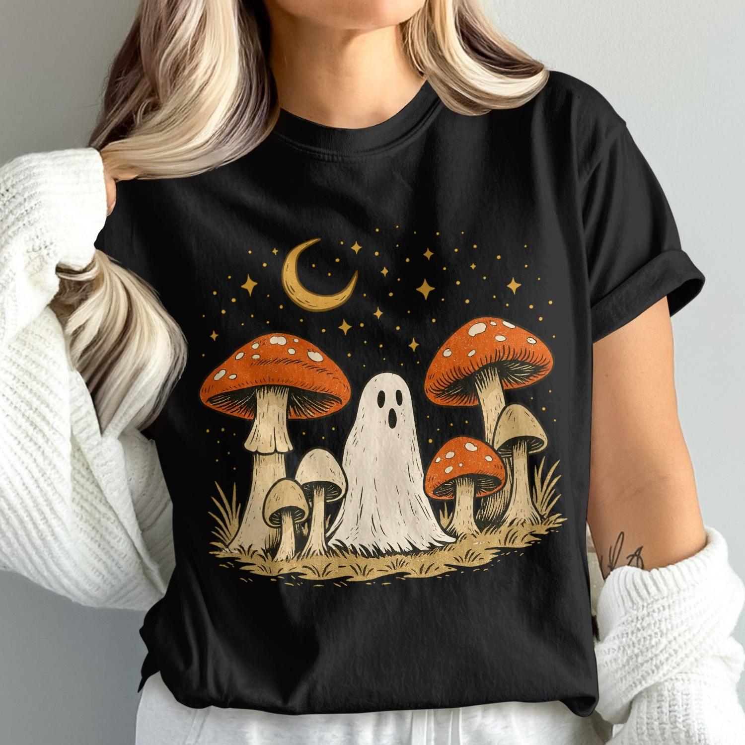 Halloween Ghost and Mushrooms Design Shirt product