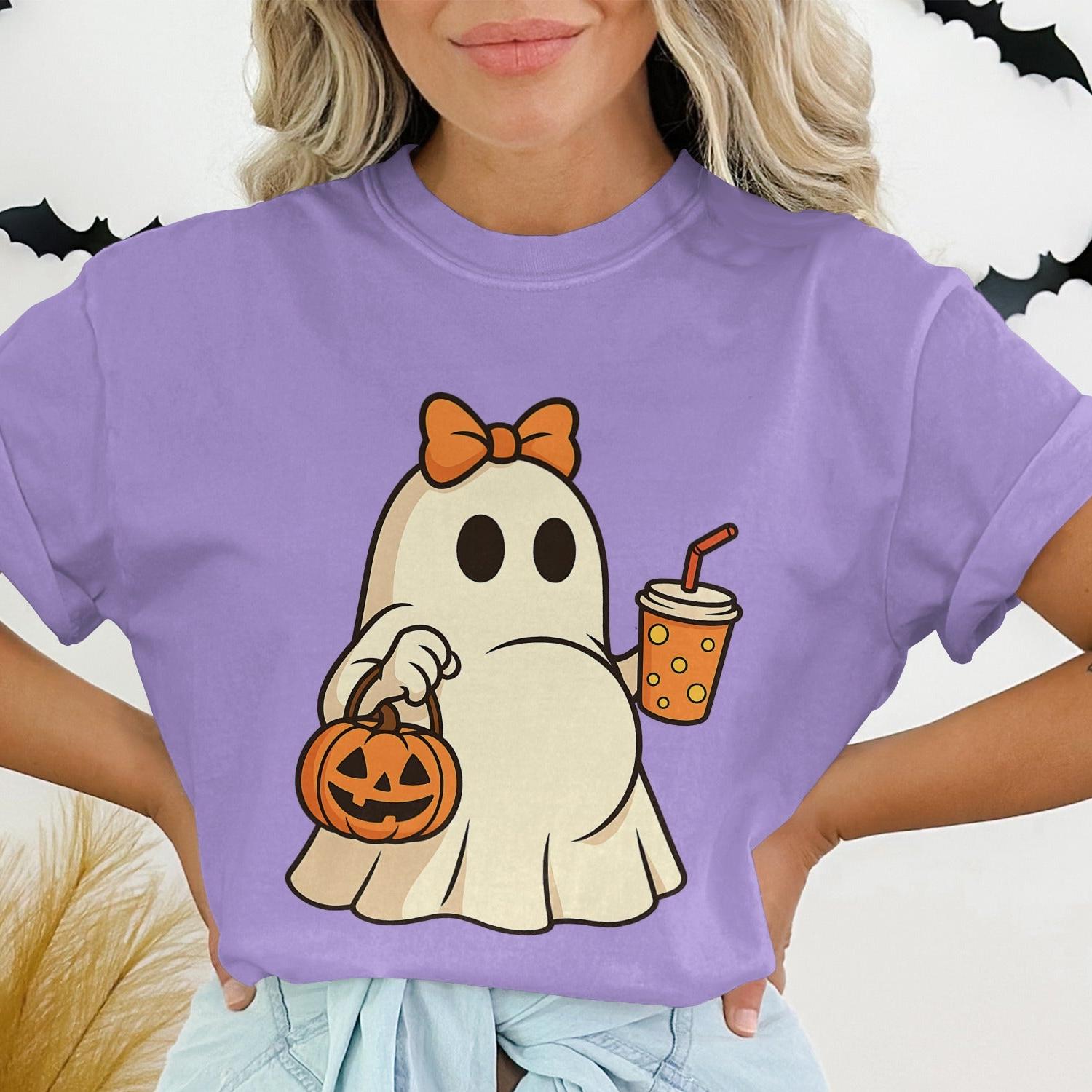 Cute Halloween Ghost with Pumpkin T-shirt product