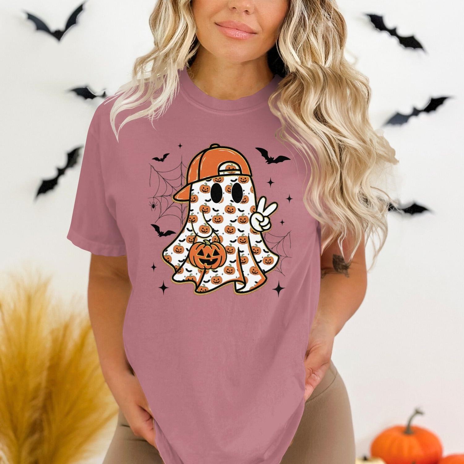 Cute Halloween Ghost Print Tee for Women product type