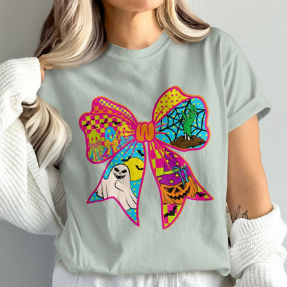 Colorful Halloween Bow Graphic Tee Shirt product