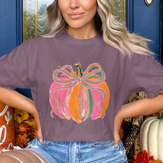 Multicolored Pumpkin Design Casual Tee product type