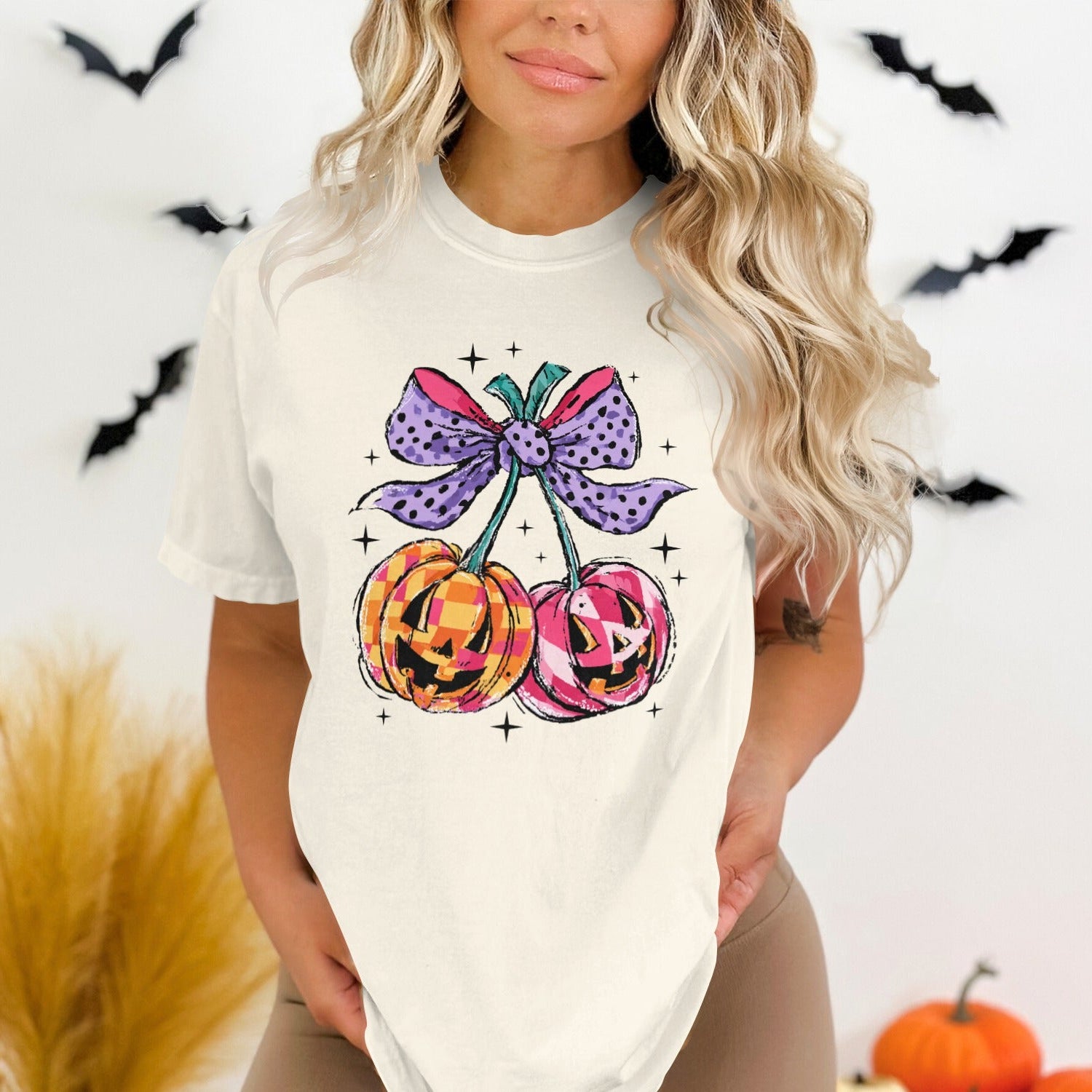Halloween Pumpkins with Bow Graphic Tee product type