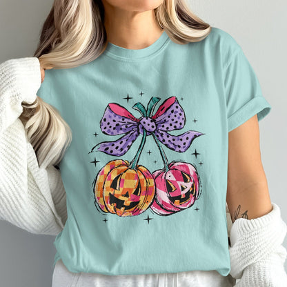 Cute Two Pumpkins with Polka Dot Bow T-shirt product type